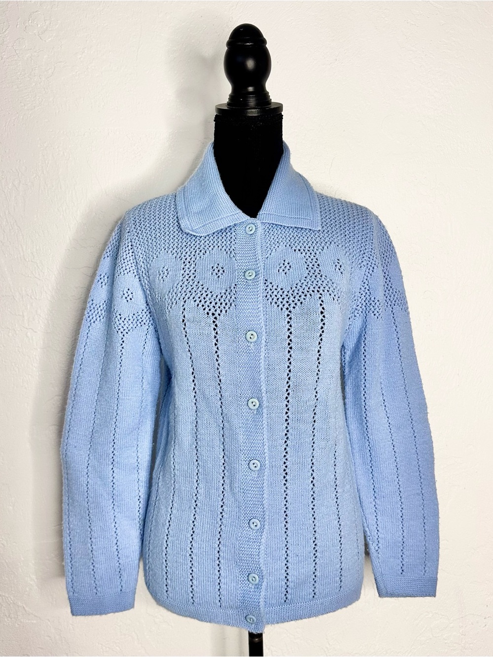 Vintage 1960s Marvin Orlon blue acrylic sweater